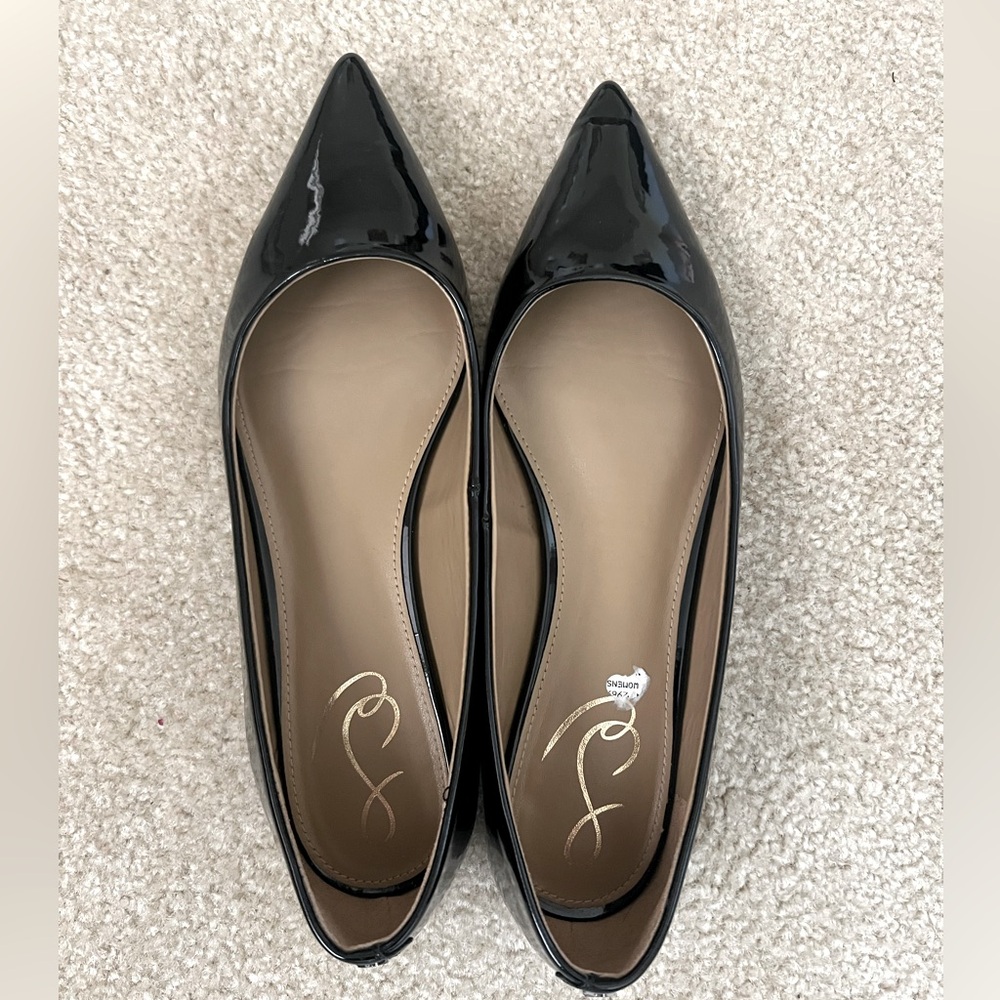 Sam Edelman Black patent leather pointed flats.